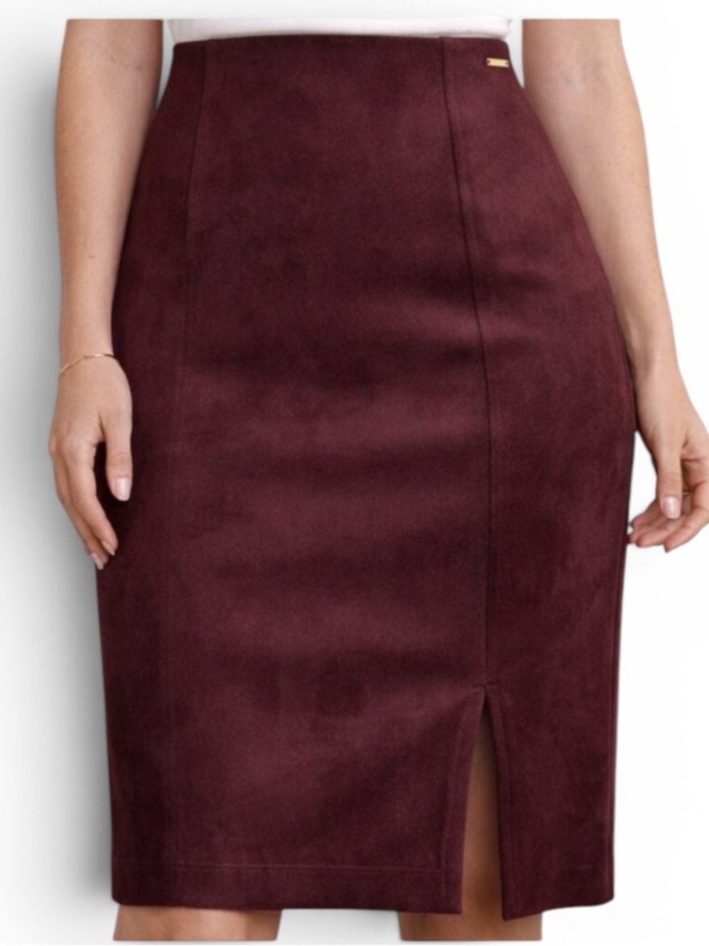 Ivanka Trump Burgundy Suede Pencil Skirt
